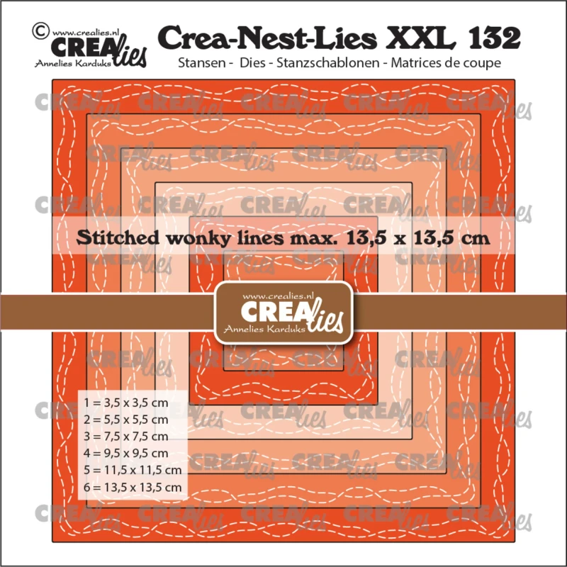 Wykrojnik-crealies-crea-nest-lies-xxl-dies-no-132-Squares with 2 Wonky Stitchlines.jpg