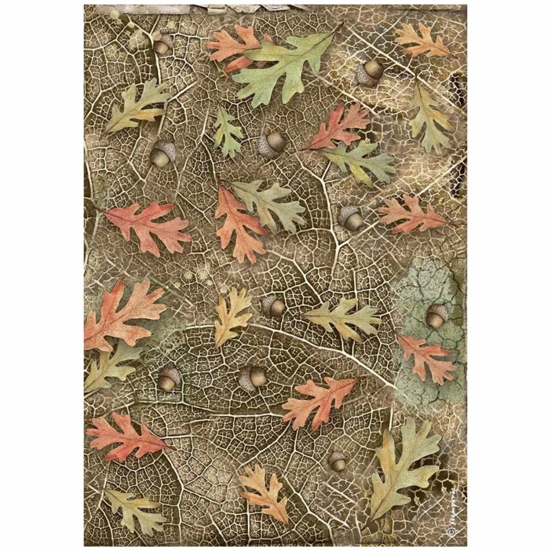 Papier-ryzowy-stamperia-forest-a4-rice-paper-acorns-and-leaves.jpg