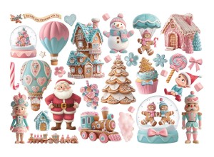 Zestaw wyciętych elementów "Candy Christmas" Ephemera (40szt) - Stamperia (DFLCT66)