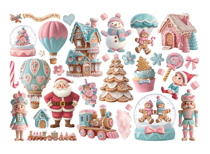 Zestaw wyciętych elementów "Candy Christmas" Ephemera (40szt) - Stamperia (DFLCT66)