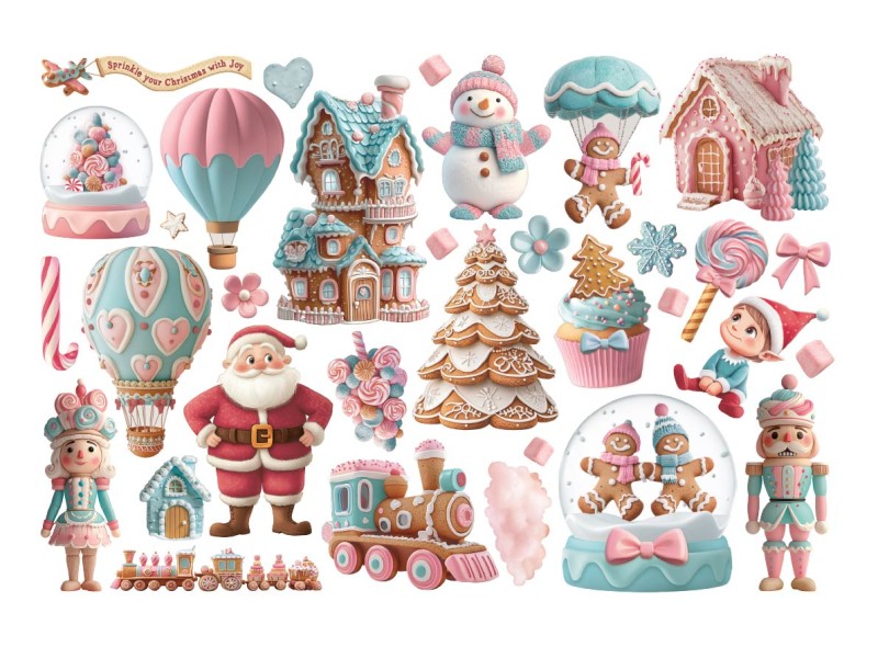 Zestaw wyciętych elementów "Candy Christmas" Ephemera (40szt) - Stamperia (DFLCT66)