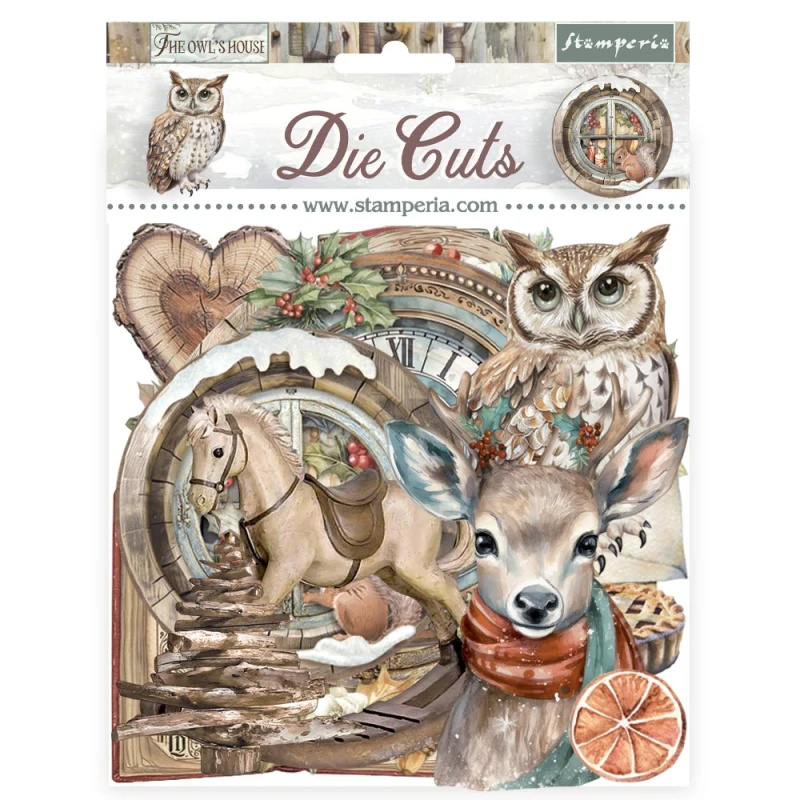 Zestaw wyciętych elementów "Owl's House" Die Cuts (38szt) - Stamperia (DFLDC119)