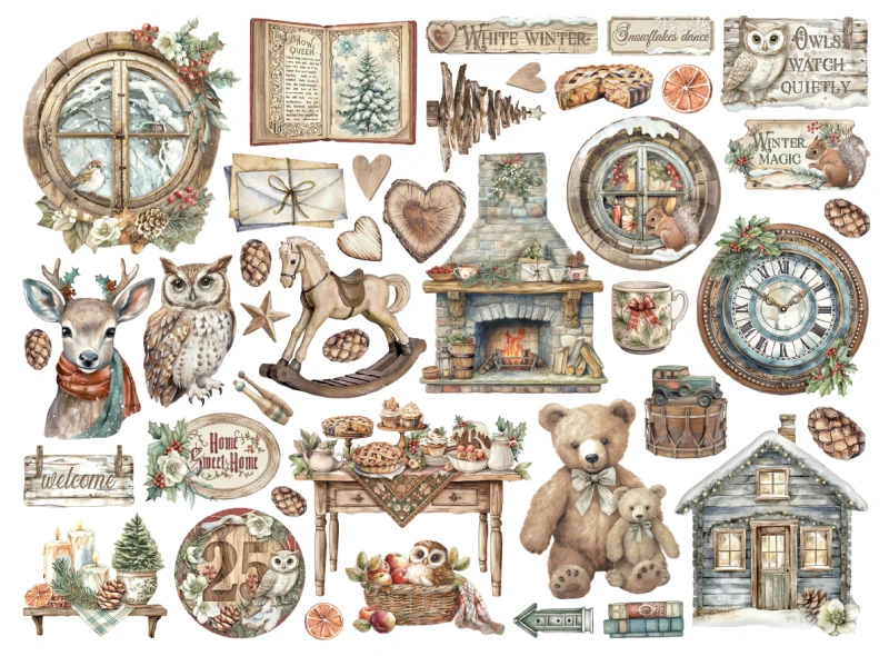 Zestaw wyciętych elementów "Owl's House" Die Cuts (38szt) - Stamperia (DFLDC119)