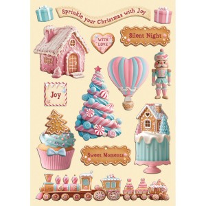 Drewniane dekory "Candy Christmas" - Stamperia (KLSP186)