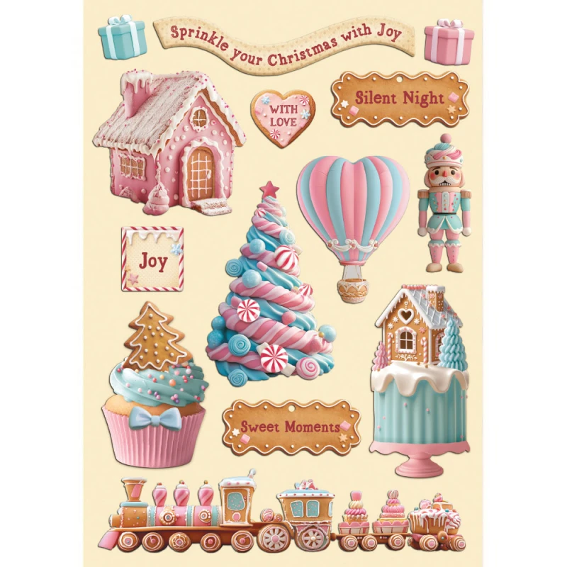 Drewniane dekory "Candy Christmas" - Stamperia (KLSP186)