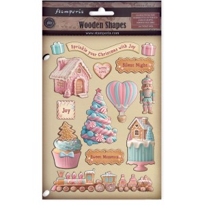 Drewniane dekory "Candy Christmas" - Stamperia (KLSP186)