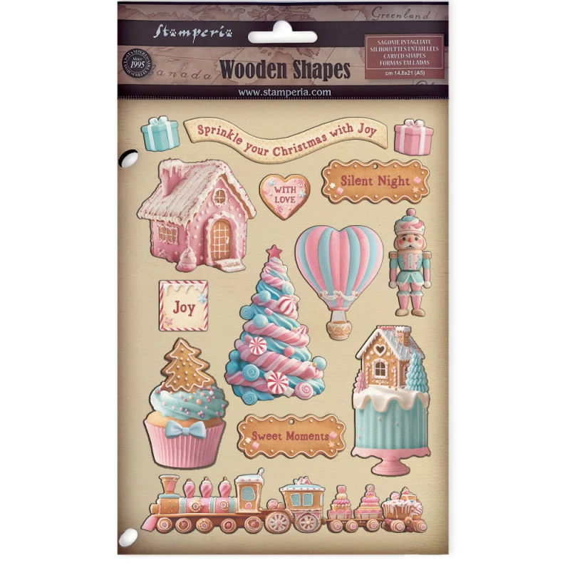 Drewniane dekory "Candy Christmas" - Stamperia (KLSP186)
