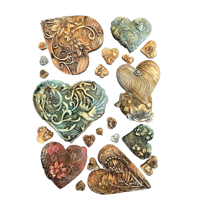 Foremka silikonowa A5 "Alice in Christmas" - Serca - Stamperia (KACMA562)