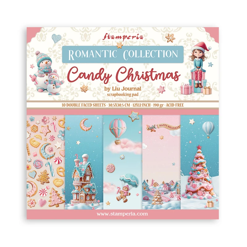 Zestaw papierów do scrapbookingu 30x30 "Candy Christmas" - Stamperia (SBBL173)