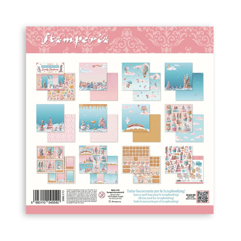 Zestaw papierów do scrapbookingu 30x30 "Candy Christmas" - Stamperia (SBBL173)