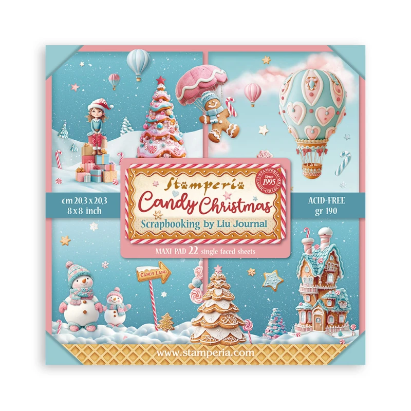 Zestaw jednostronnych papierów do scrapbookingu 20x20 "Candy Christmas" Maxi  Pack (Single Face) - Stamperia (SBBSXB15)