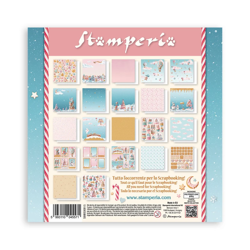 Zestaw jednostronnych papierów do scrapbookingu 20x20 "Candy Christmas" Maxi  Pack (Single Face) - Stamperia (SBBSXB15)