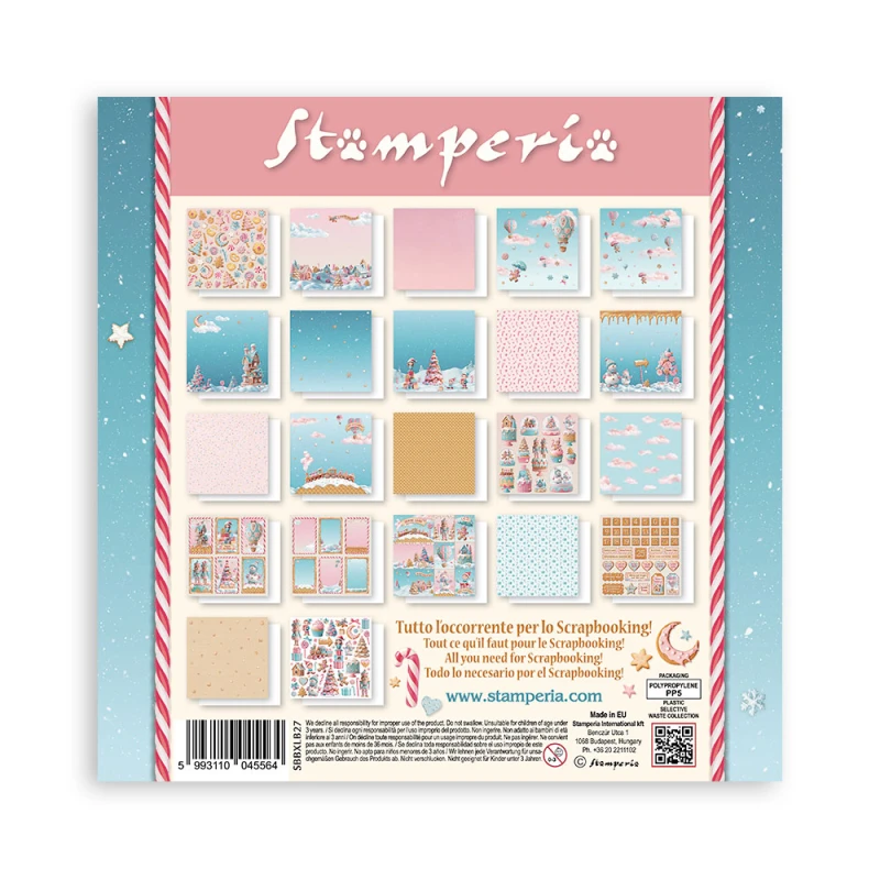Zestaw jednostronnych papierów do scrapbookingu 30x30 "Candy Christmas" Maxi Pack (Single Face) - Stamperia (SBBXLB27)