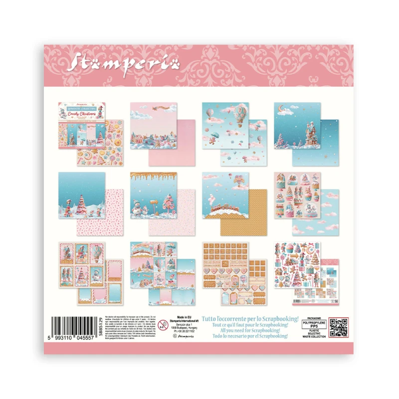 Zestaw papierów do scrapbookingu 20x20 "Candy Christmas" - Stamperia (SBBS129)