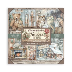 Zestaw jednostronnych papierów do scrapbookingu 20x20 "Owl's House" Maxi  Pack (Single Face) - Stamperia (SBBSXB16)