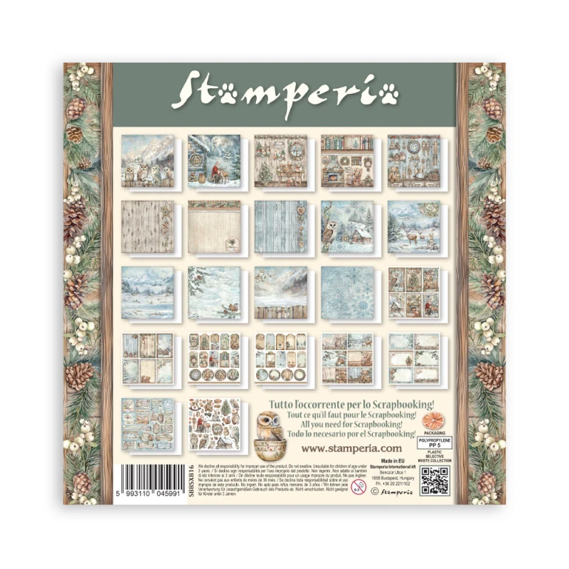 Zestaw jednostronnych papierów do scrapbookingu 20x20 "Owl's House" Maxi  Pack (Single Face) - Stamperia (SBBSXB16)