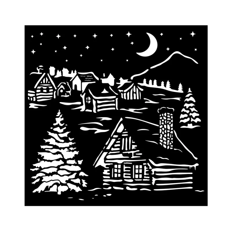Szablon maska 18x18 "The Owl's House" - Chatka - Stamperia (KSTDQ126)