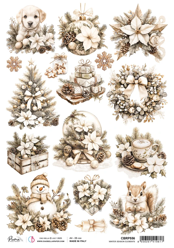 Papier ryżowy A4-Winter Season-Elements - Ciao Bella -CBRP556.jpg