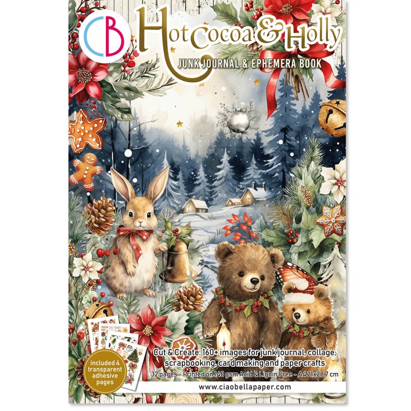 Zestaw-papierów-do-scrapbookingu-A4-Hot_Cocoa _Holly- -Junk-Journal-Ephemera-Book-Ciao-Bella-CBB015.jpg