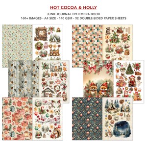 Zestaw-papierów-do-scrapbookingu-A4-Hot_Cocoa _Holly- -Junk-Journal-Ephemera-Book-Ciao-Bella-CBB015.jpg