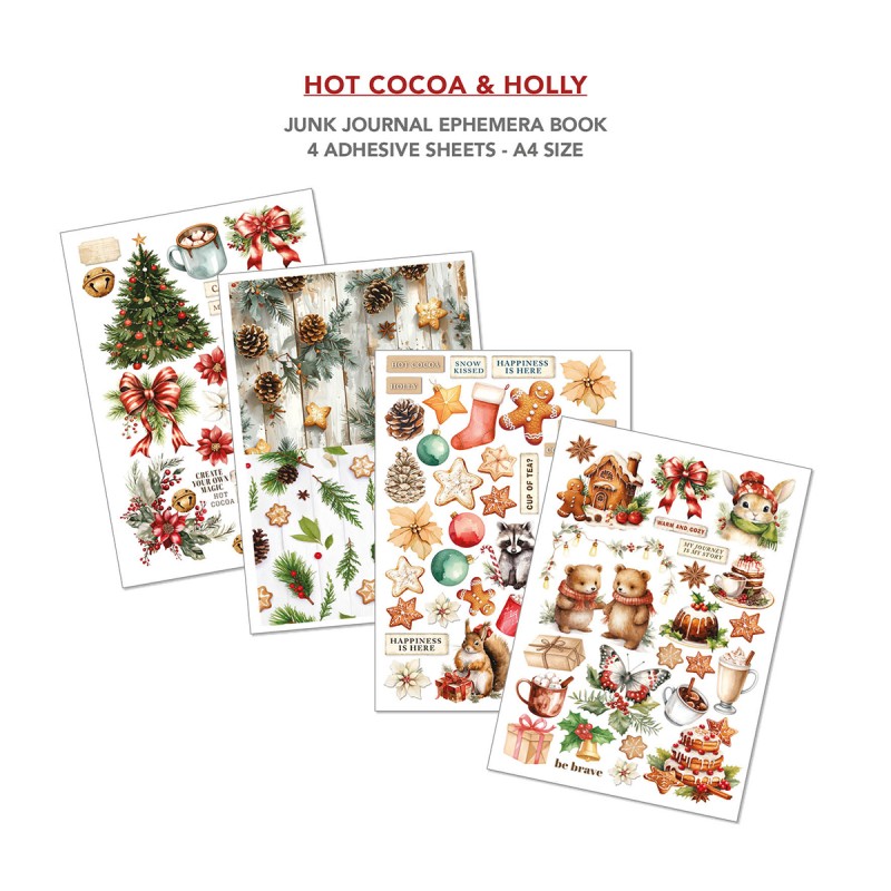Zestaw-papierów-do-scrapbookingu-A4-Hot_Cocoa _Holly- -Junk-Journal-Ephemera-Book-Ciao-Bella-CBB015.jpg