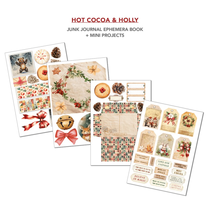 Zestaw-papierów-do-scrapbookingu-A4-Hot_Cocoa _Holly- -Junk-Journal-Ephemera-Book-Ciao-Bella-CBB015.jpg
