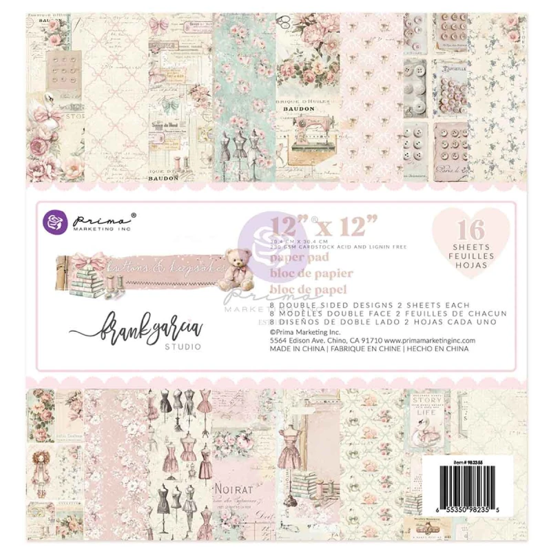 Zestaw-papierow-do-scrapbookingu-Buttons & Keepsakes 12x12 Inch Paper Pad by Frank Garcia-982355.jpg